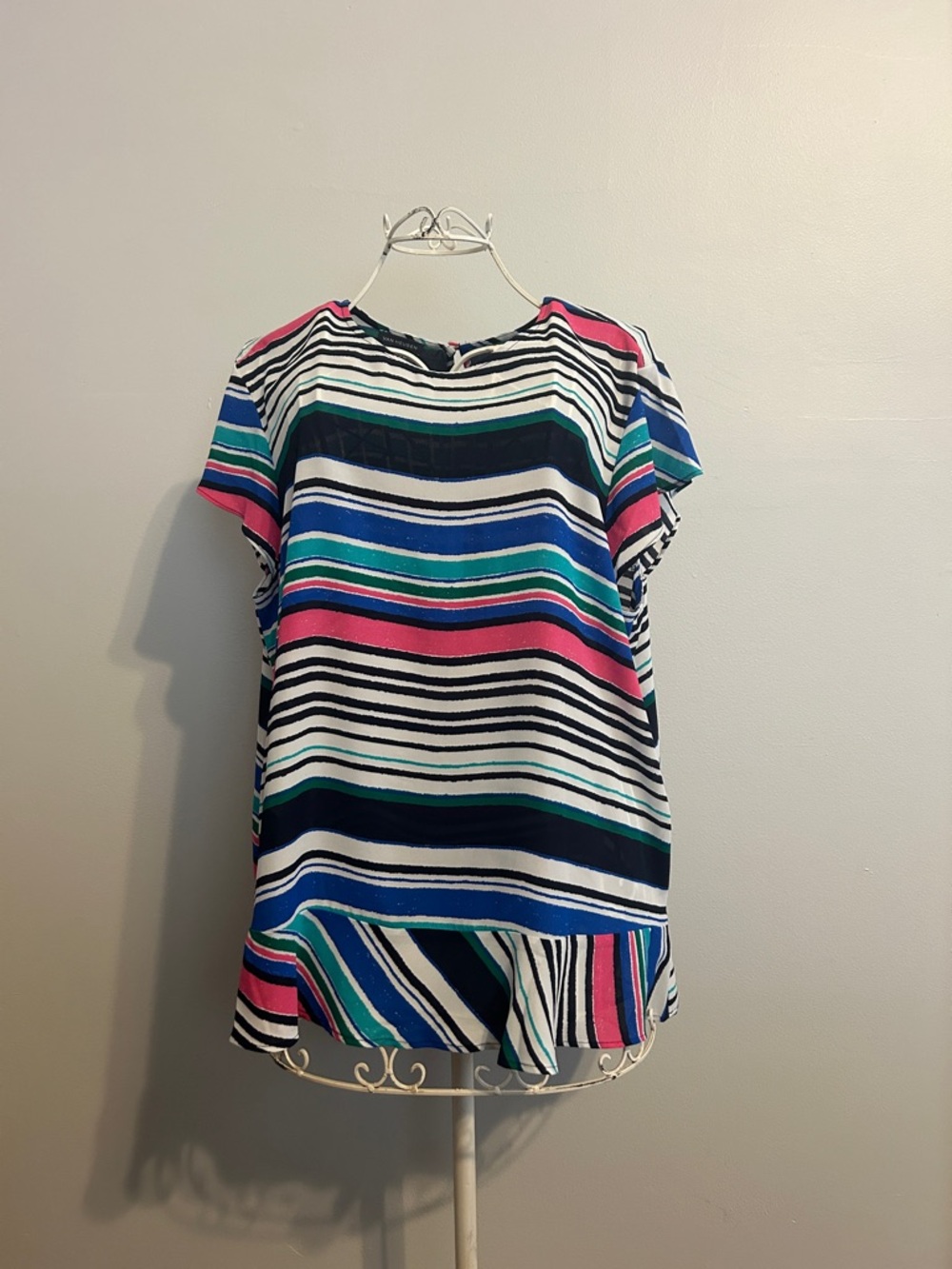 Van Heusen Multi-Color Striped Short Sleeve Blouse